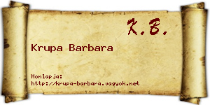 Krupa Barbara névjegykártya